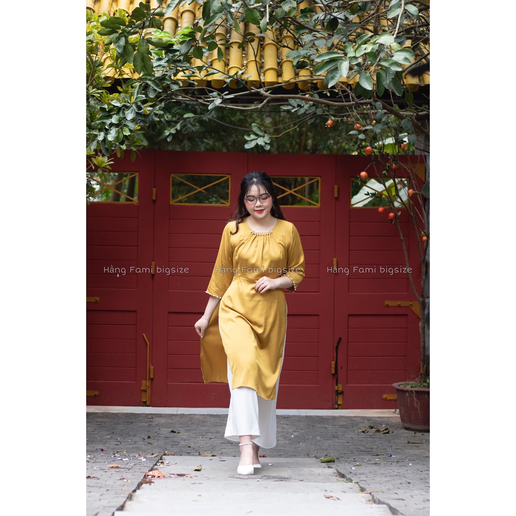 Áo dài cách tân cổ trai sang chảnh kèm quần bigsize (AD01) (size 60kg - 95kg) [Hằng Fami bigsize]