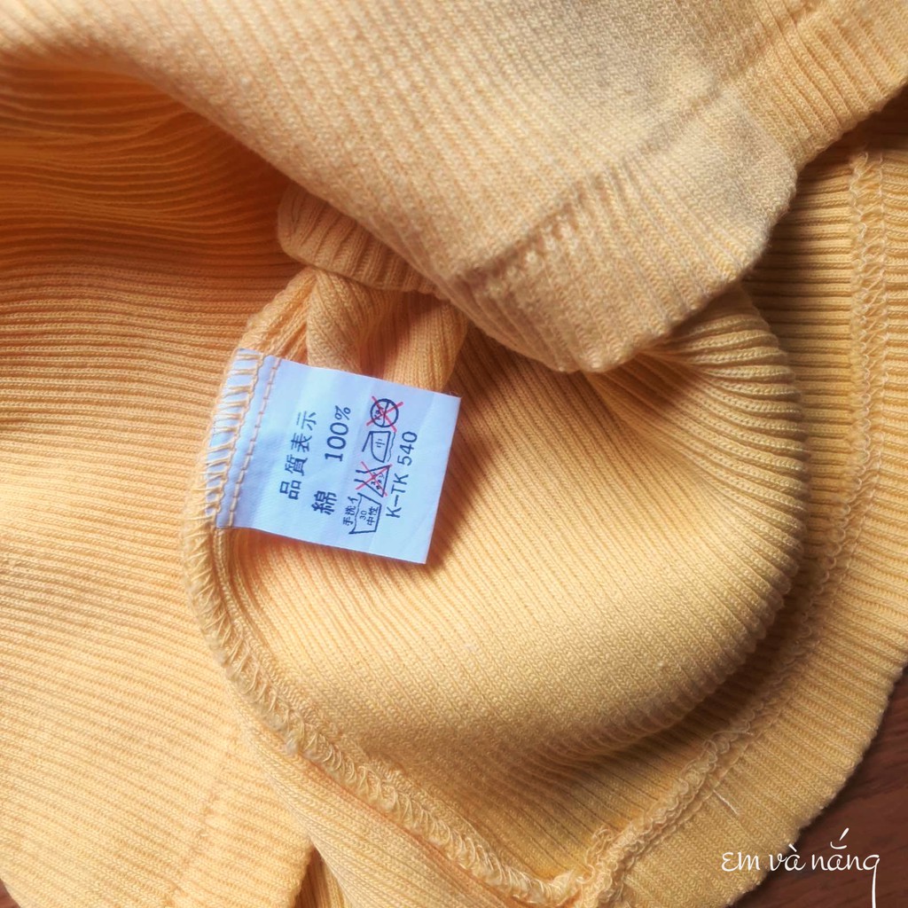 Áo thun vintage Nhật hiệu ACTIVE vàng ươm nắng cổ lọ cao