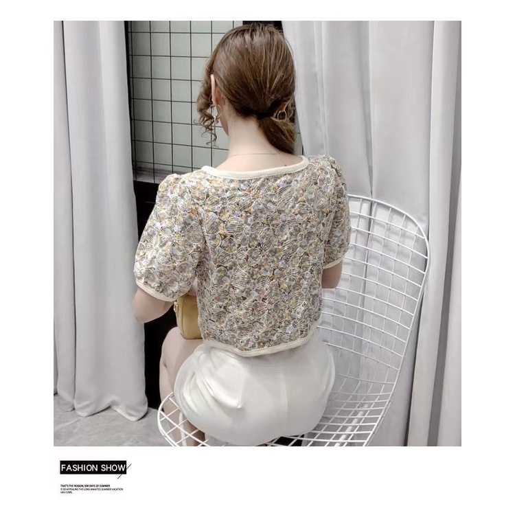 Áo Kiểu chiffon Tay Ngắn Phồng Form Rộng Họa Tiết Hoa Thời Trang Mùa Hè
