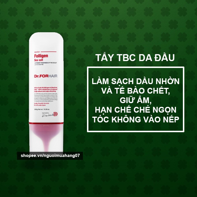 Tẩy Tế Bào Chết Da Đầu Dr.FORHAIR chuyên sâu, Sạch Nhờn Giữ Ẩm Hạn Chế Chẻ Ngọn Dr For Hair Sea Salt Scaler