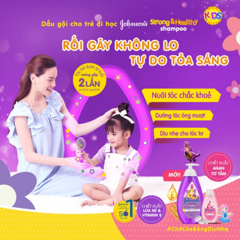 Dầu Gội Johnson's Baby Active Kids Strong and Healthy Tóc Chắc Khỏe 500ml Cho Bé Gái