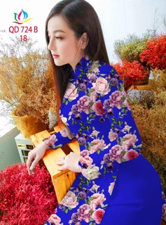 Vải áo dài in hoa hồng