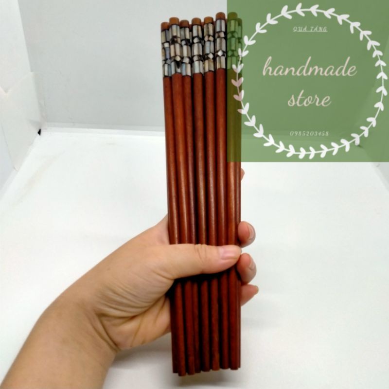 Đũa gỗ trắc đầu tròn khảm đầu trai cao cấp
