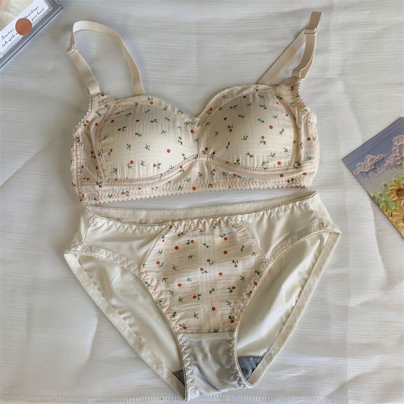 1 Bộ Đồ Lót Nâng Ngực Không Gọng In Họa Tiết Hoa Trẻ Trung Cho Nữ | BigBuy360 - bigbuy360.vn