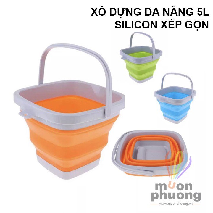 [FRSHIP 20K] Xô đựng đa năng 5 lít silicon xếp gọn  - MUÔN PHƯƠNG SHOP