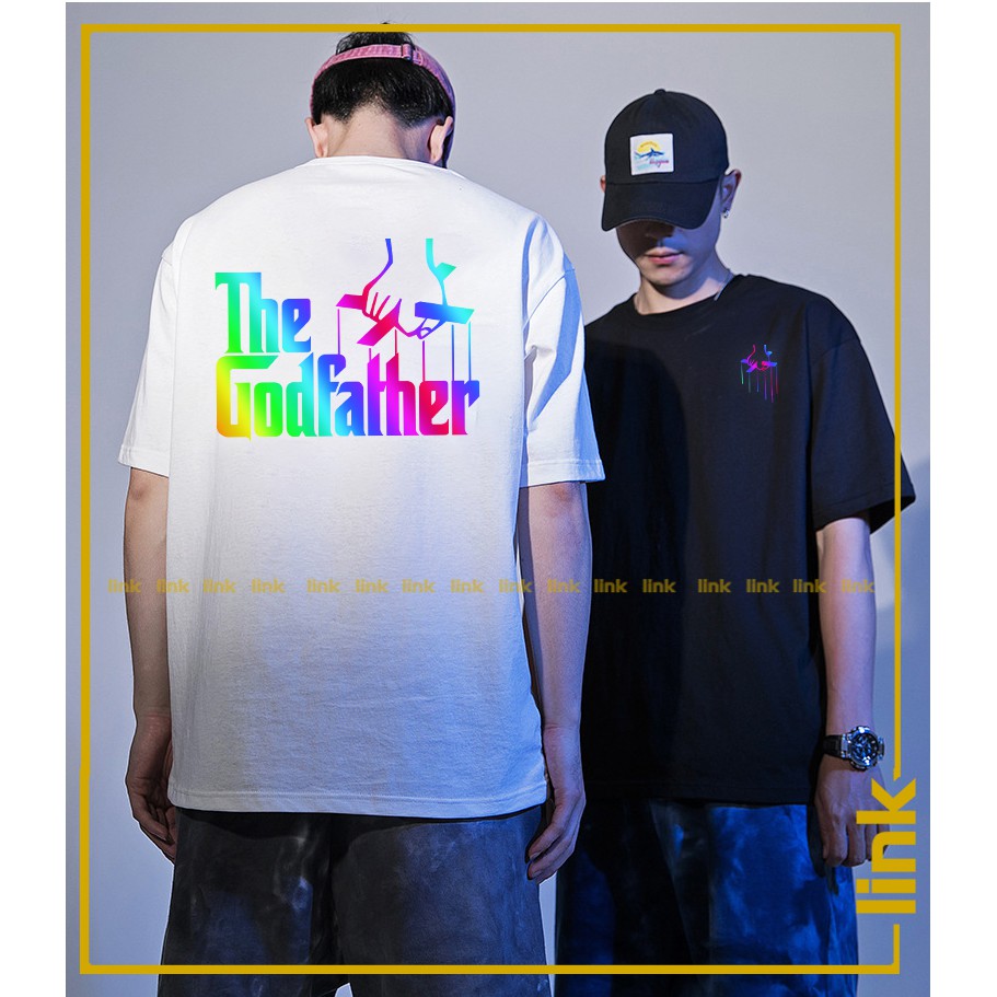 Áo thun Unisex tay lỡ THE GODFATHER ( Bố già ) chất phản quang đa sắc
