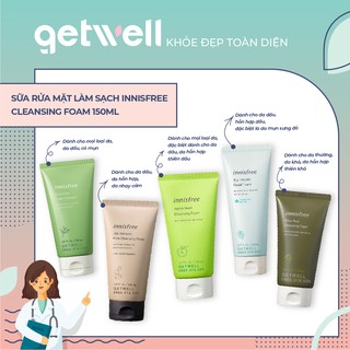SỮA RỬA MẶT INNISFREE CLEANSING FOAM 150ML BIJA TROUBLE | JEJU VOLCANIC PORE 2X | GREENTEA