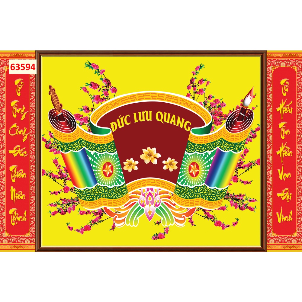 Tranh dán tường bàn thờ tổ tiên, linh thiêng bảng chữ, câu đối