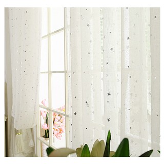 Rèm voan treo cửa cao cấp - voan trắng ngôi sao RV004
