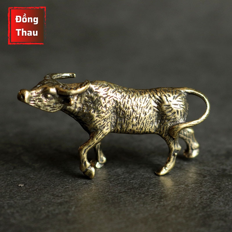 Tượng Đồng Phong Thủy May Mắn Tài Lộc Hình Con Trâu Nhỏ Bằng Đồng (Kích cỡ: 2.4 x 5.15cm)