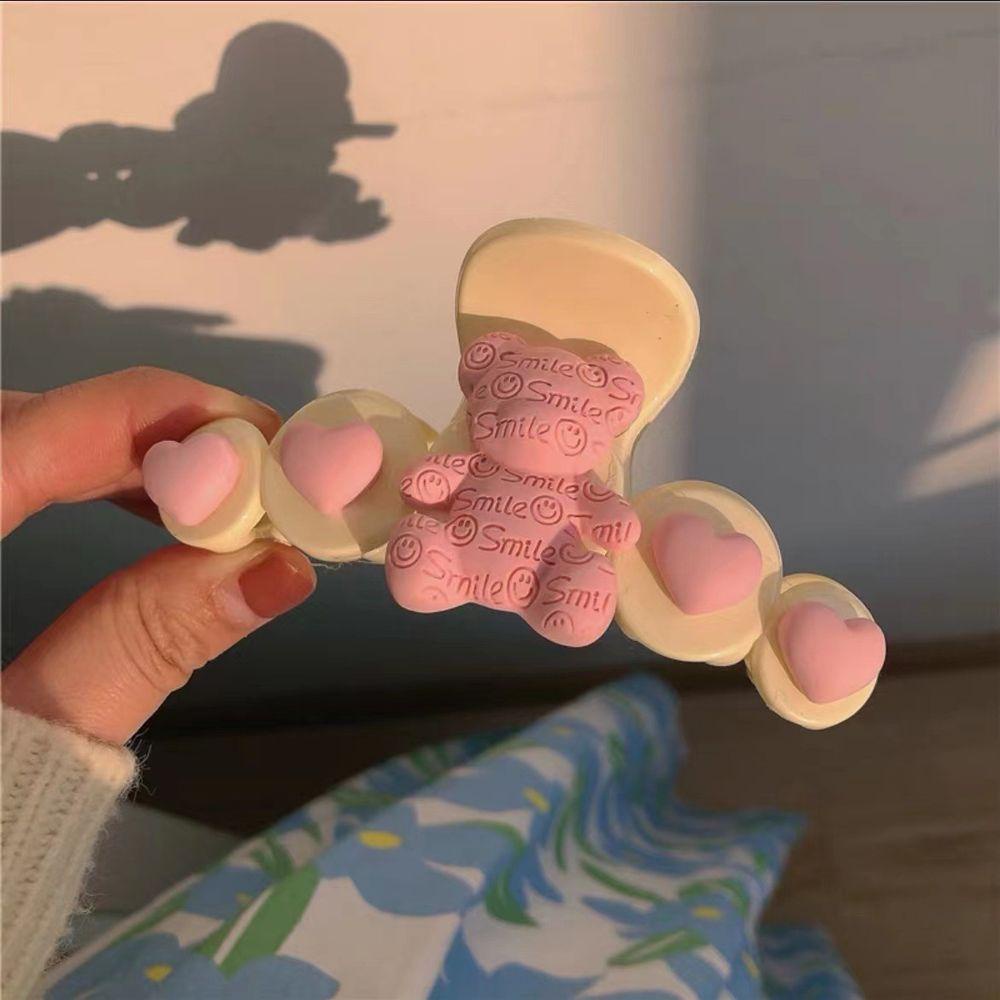 Kẹp Tóc Càng Cua Hình Gấu Hồng / Trái Tim Lưng Kiểu Pháp Dễ Thương Cho Bạn Gái