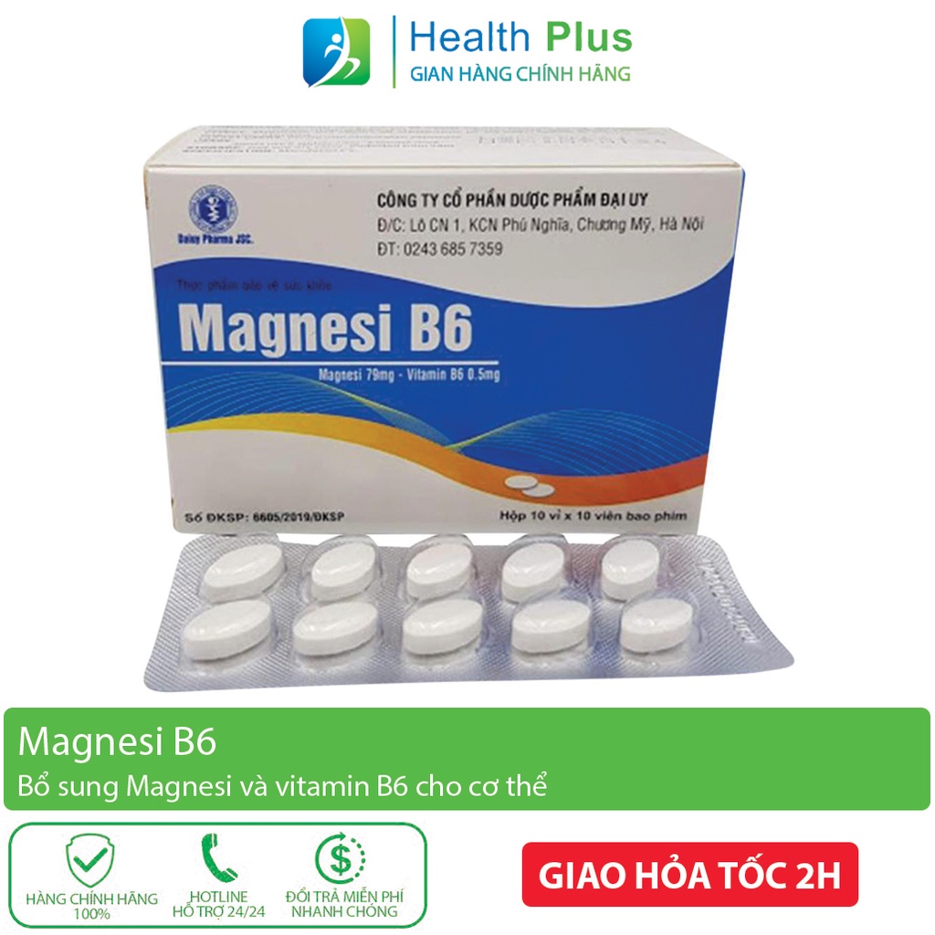 Magnesi B6 hộp 100 viên - Bổ sung magie và vitamin B6 cho cơ thể