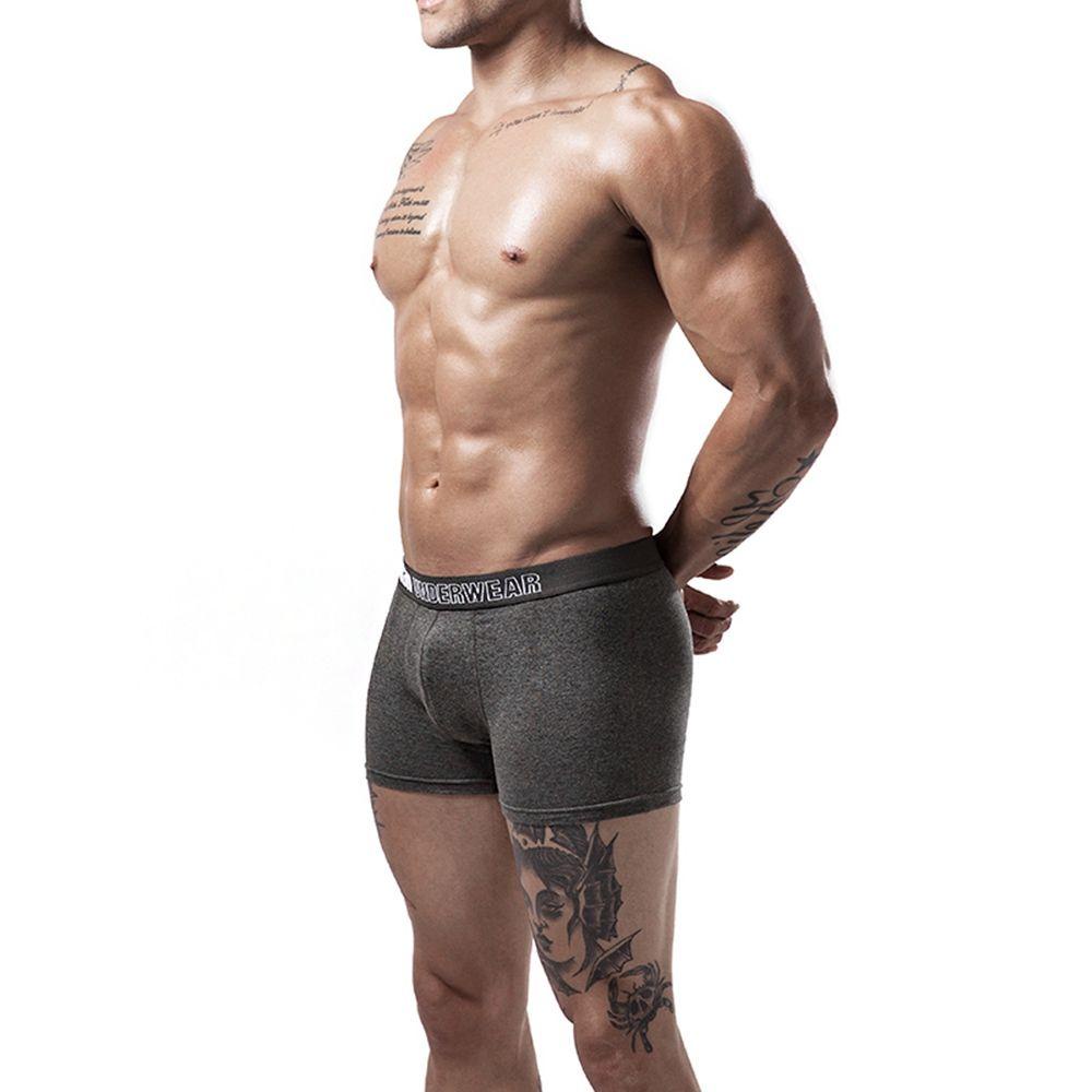 QQMALL Quần Lót Boxer Vải Cotton Lưng Vừa Co Giãn Thoáng Khí Thiết Kế Đơn Giản Cho Nam