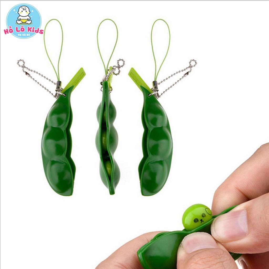 Móc chìa khóa hạt đậu xanh lá đáng yêu giảm căng thẳng quà tặng Hồ Lô Kids