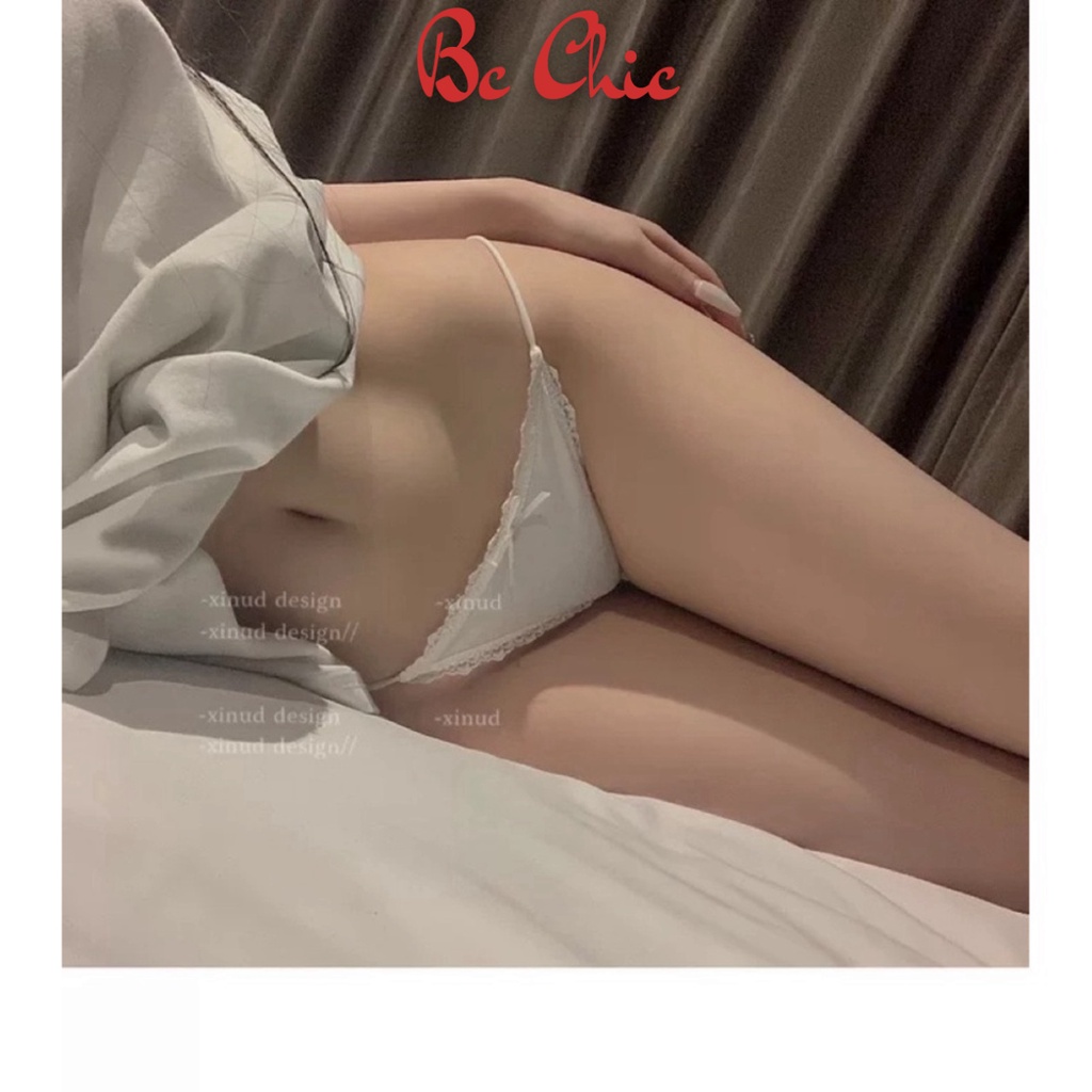 Quần Lót Nữ-Quần Lót Ren thiết kế thoáng mát 2 dây hông đính nơ nhỏ sexy Mã Q 059 BC_CHIC LINGERIE