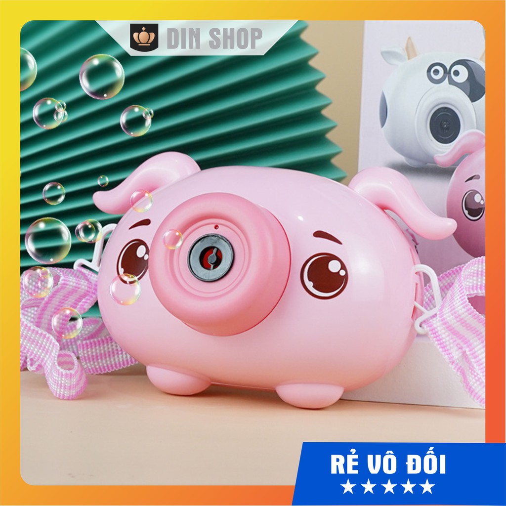Máy Ảnh Thổi Bong Bóng Phát Nhạc 👑THỎ TRẮNG👑 Máy Ảnh Bắn Bóng Tự Động Kèm Xà Phòng, Đồ Chơi Ngoài Trời Có Đèn Cho Bé