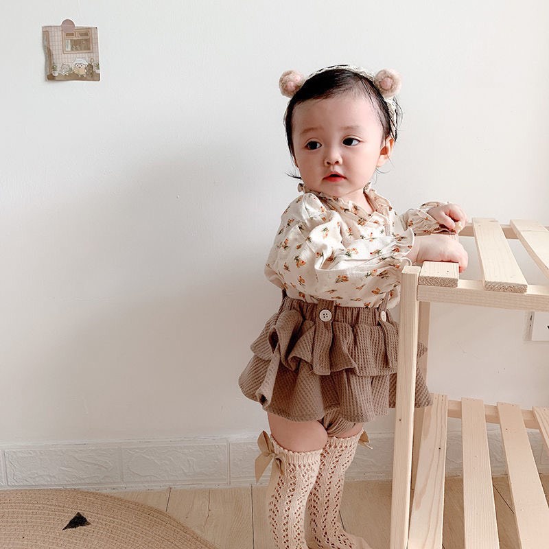 Set Quần yếm kèm áo ren tiểu thư bánh bèo cho bé hàng cao cấp