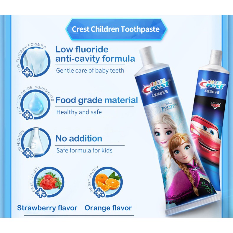 Kem đánh răng ORAL-B CREST mùi hương dễ chịu hộp đựng họa tiết Disney dễ thương dành cho trẻ em 40/ 90g