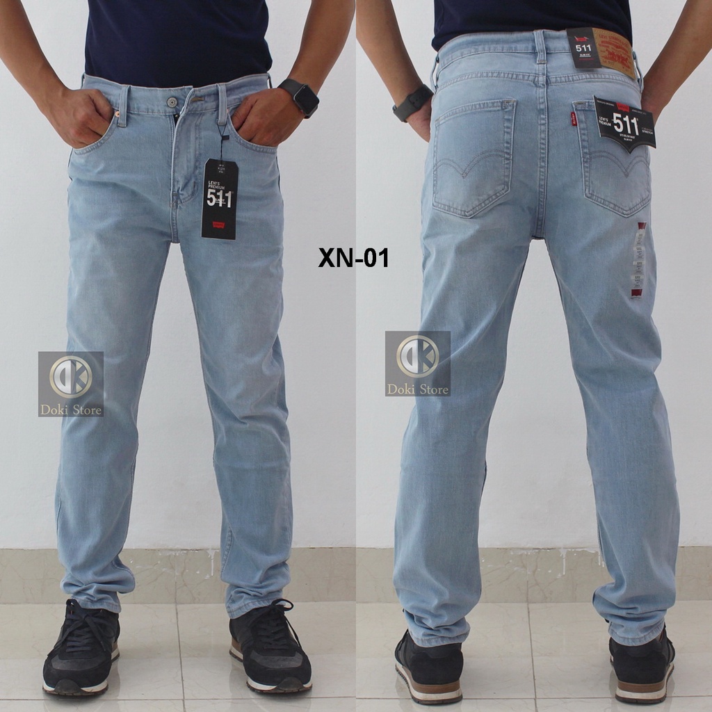 Quần Jean Nam Cao Cấp Màu Xanh bạc XN-07 dáng đứng, ôm nhẹ, chất vải co giãn - DOKI