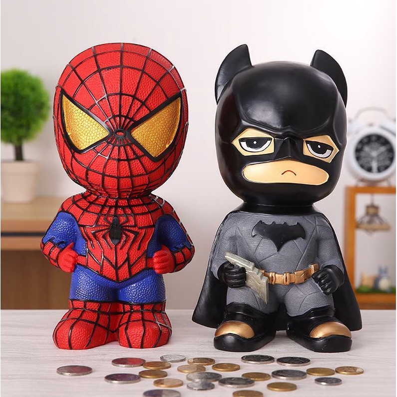 Mô hình đồ chơi dùng tiết kiệm tiền tạo hình Spiderman Batman xinh xắn