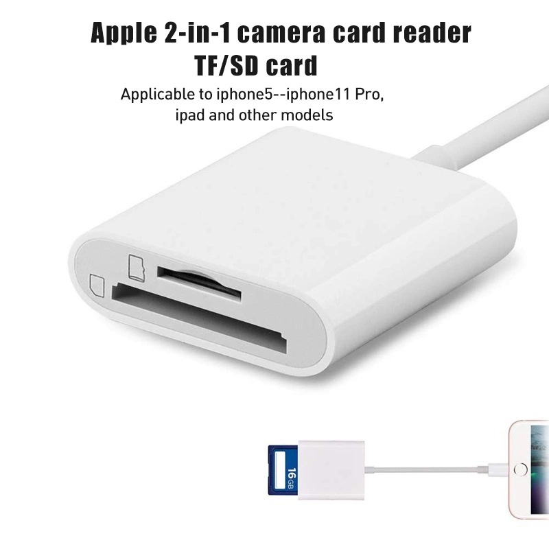 Adapter Đọc Thẻ Nhớ SD TF 2 Trong 1 Cho iphone 14 pro max 13 12 11 xs xr 8plus / 13