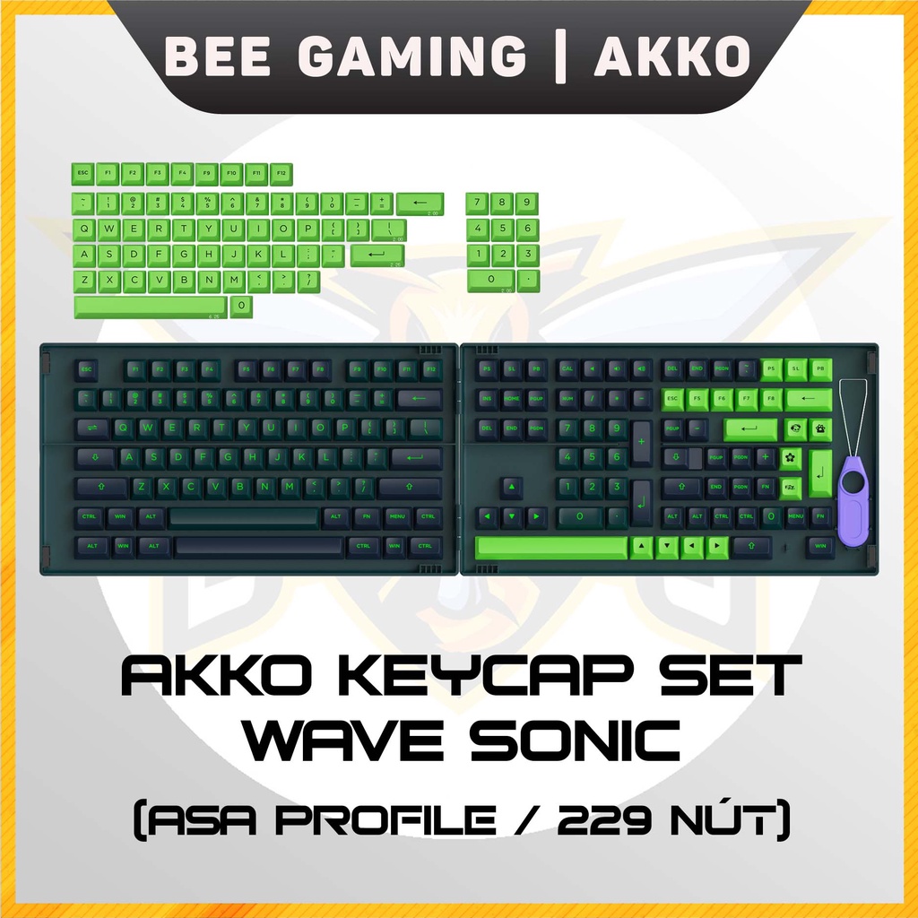 Bộ keycap AKKO Wave Sonic (Chất liệu PBT Double Shot, ASA Profile, 229 nút)