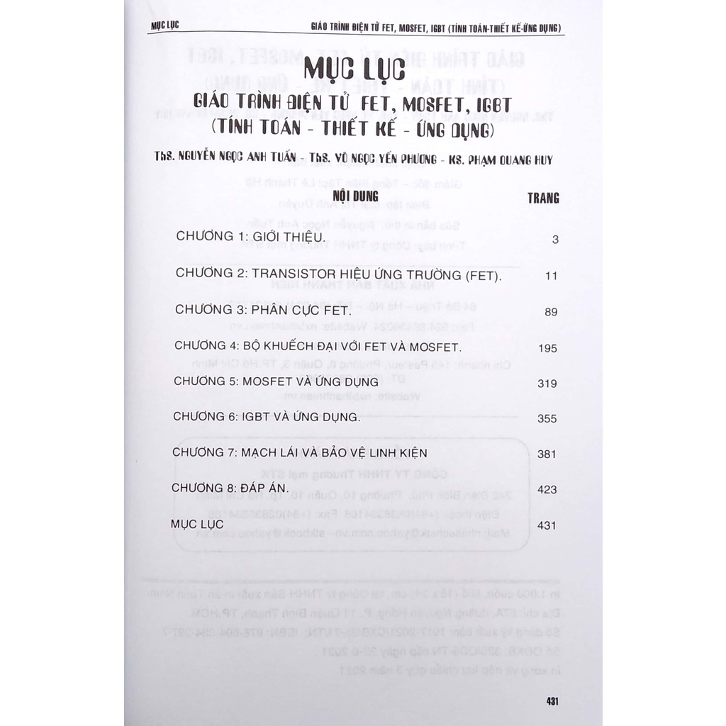 Sách Giáo Trình Điện Tử FET, MOSFET, IGBT