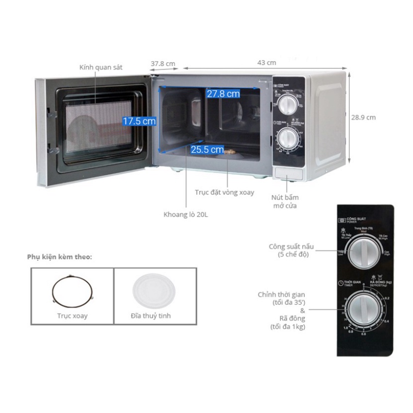 Lò vi sóng Sharp R-205VN(S) _ R-203VN(S) 20 Lít