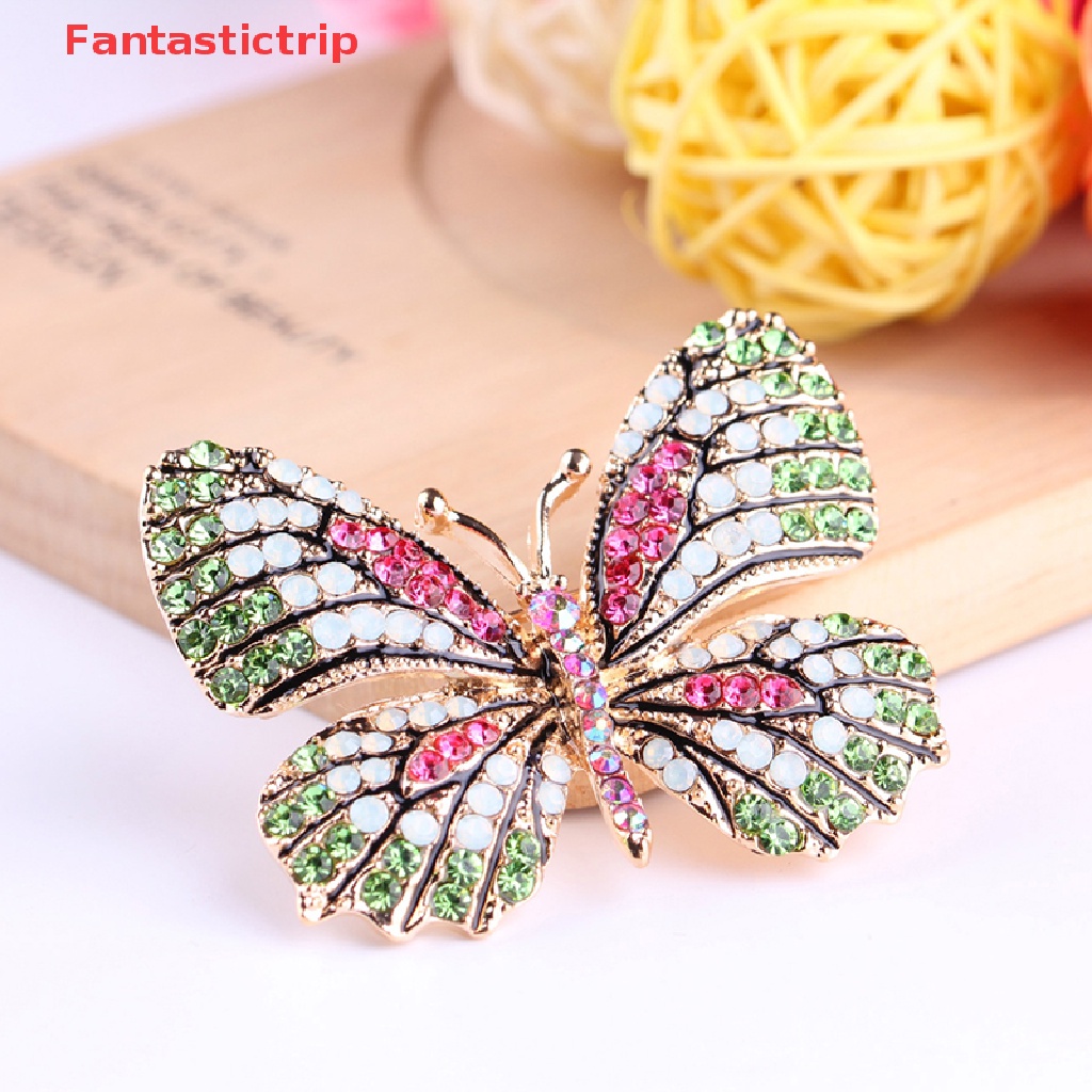 Ghim Cài Áo Hình Bướm Đính Đá Pha Lê Thanh Lịch Thời Trang Cho Nữ