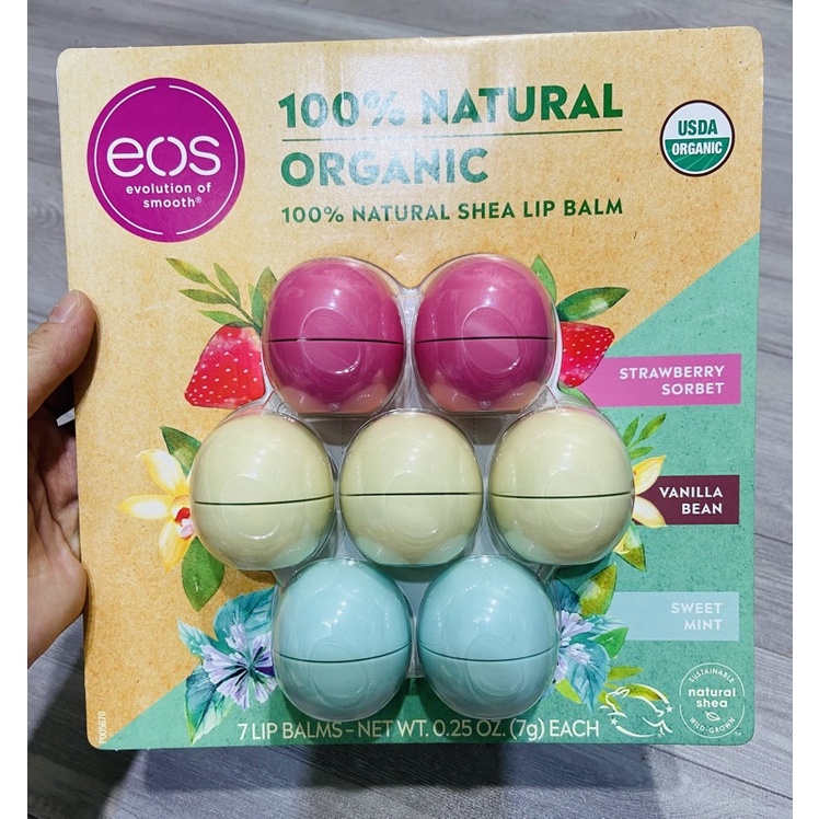 [BILL MỸ] SON TRỨNG DƯỠNG MÔI EOS 7G 100% NATURAL ORGANIC