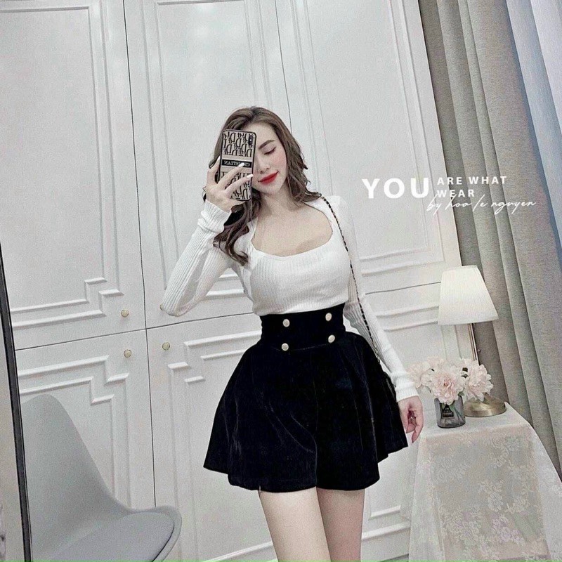 ÁO THUN GÂN CỔ VUÔNG TAY DÀI CỰC ĐẸP K6