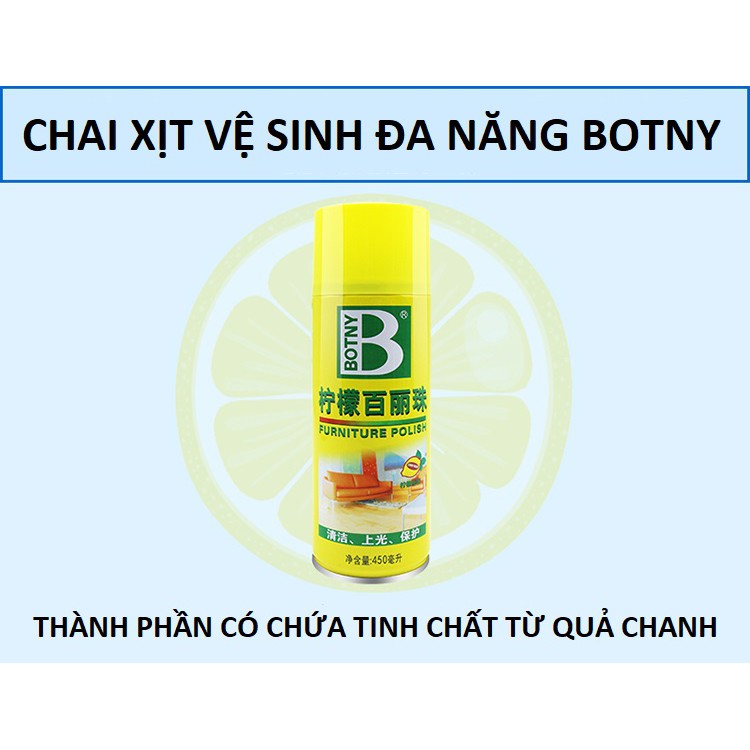 Chai xịt bọt vệ sinh nội thất đa năng làm sạch đồ da, ghế xe hơi, ô tô, xe tải, xe khách, Botny B-1126 dung tích 450ml