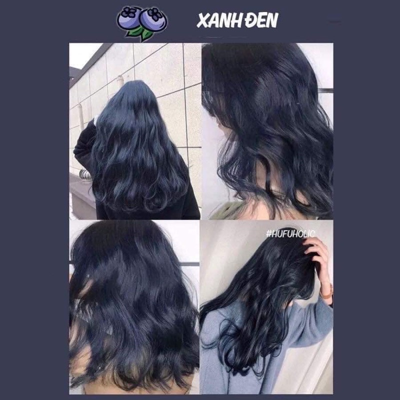 thuốc nhuộm xanh đen tặng oxi trợ nhuộm+gang tay