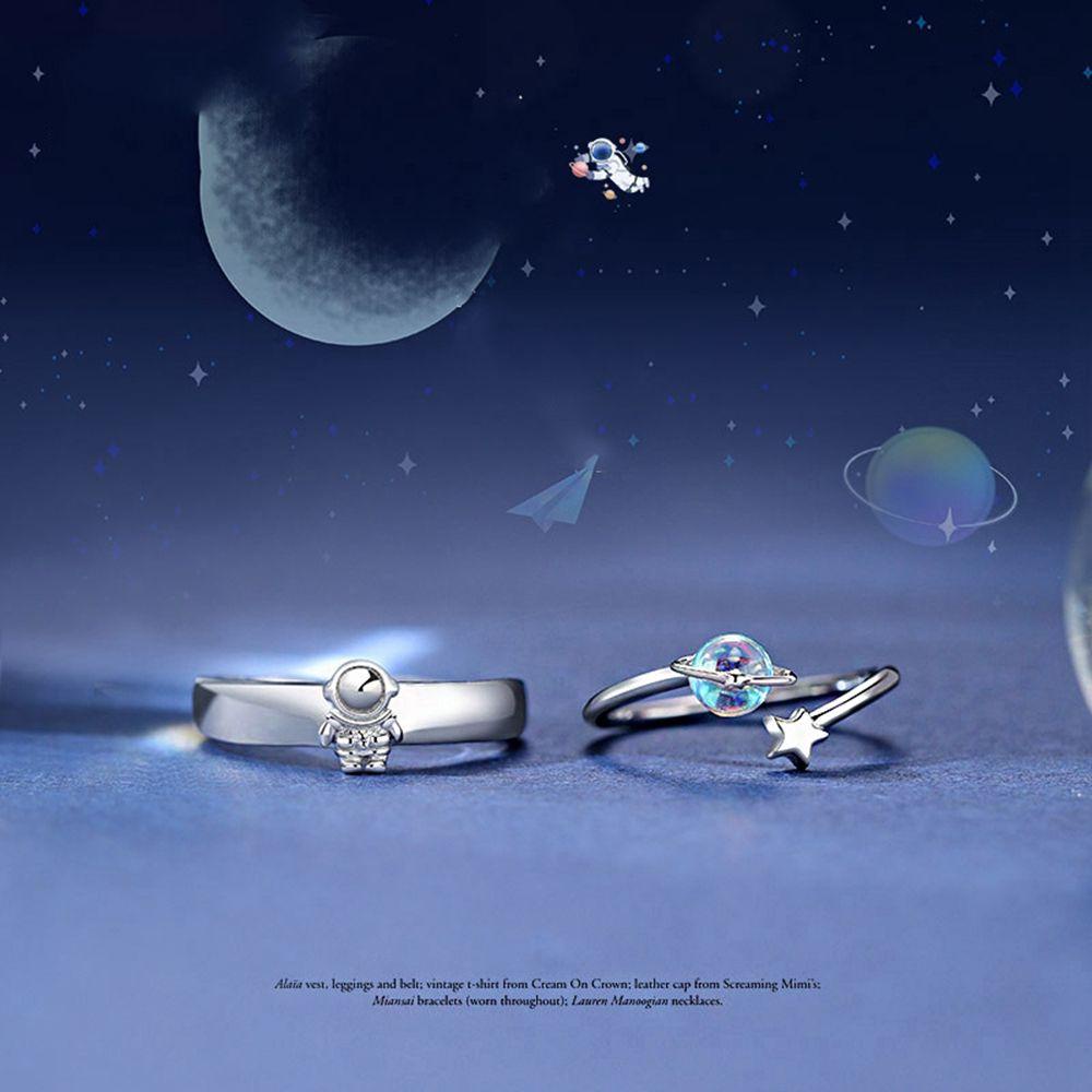 Nhẫn Cặp Bằng Đồng Họa Tiết Hành Tinh Ngôi Sao Phong Cách Hàn Quốc Cá Tính