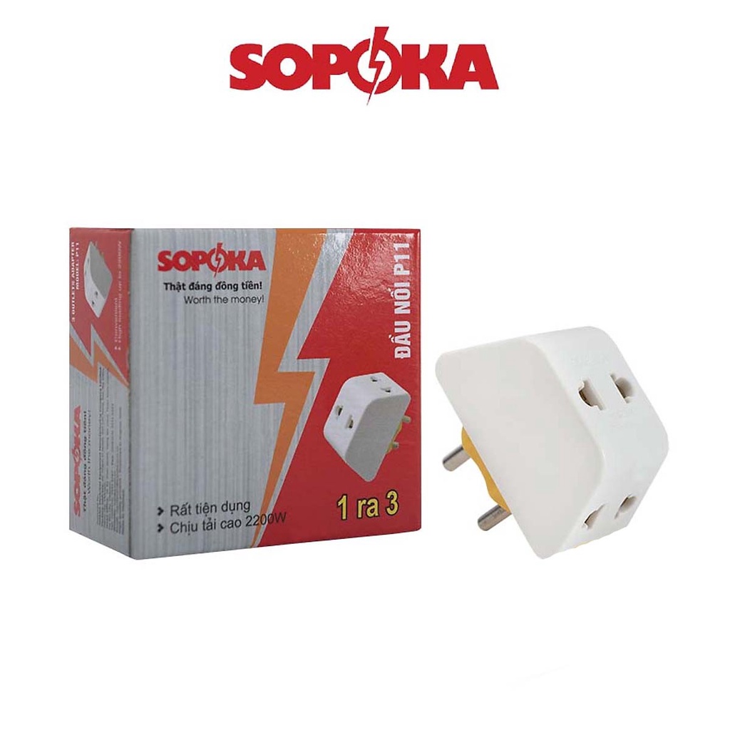 Ổ cắm / Đầu nối chia điện đa năng 3 cửa SOPOKA P11 P12 chịu tải 2200W