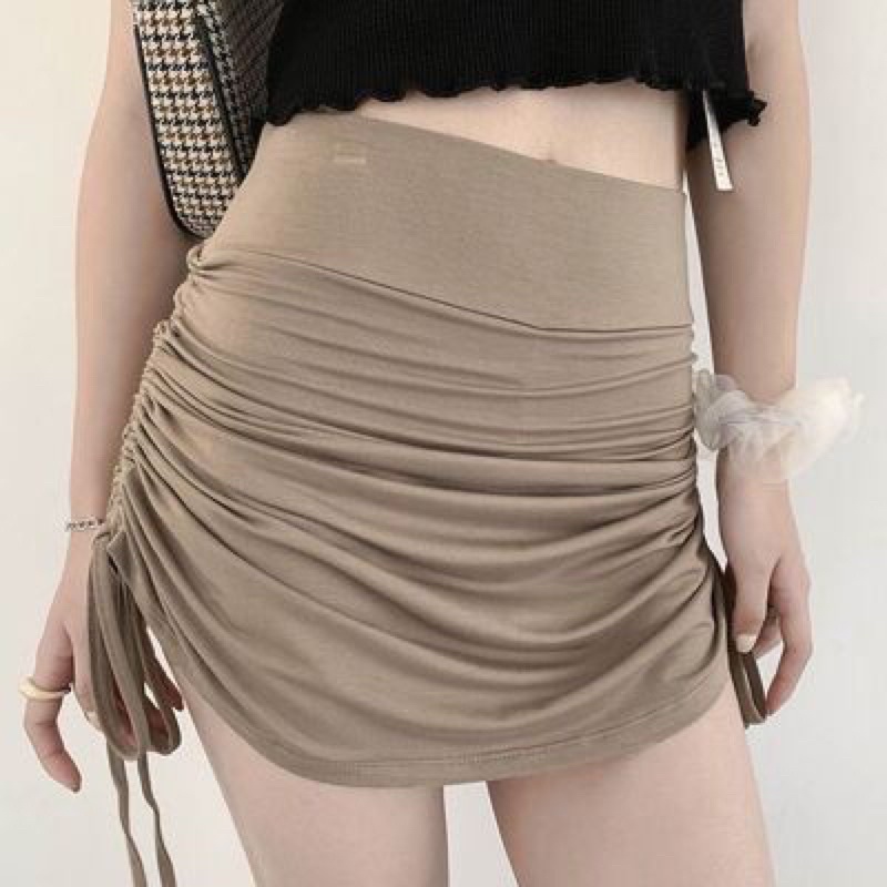 Chân Váy Ôm Body Thun Cotton Có Dây Rút 2 Bên Hông Siêu Tôn Dáng