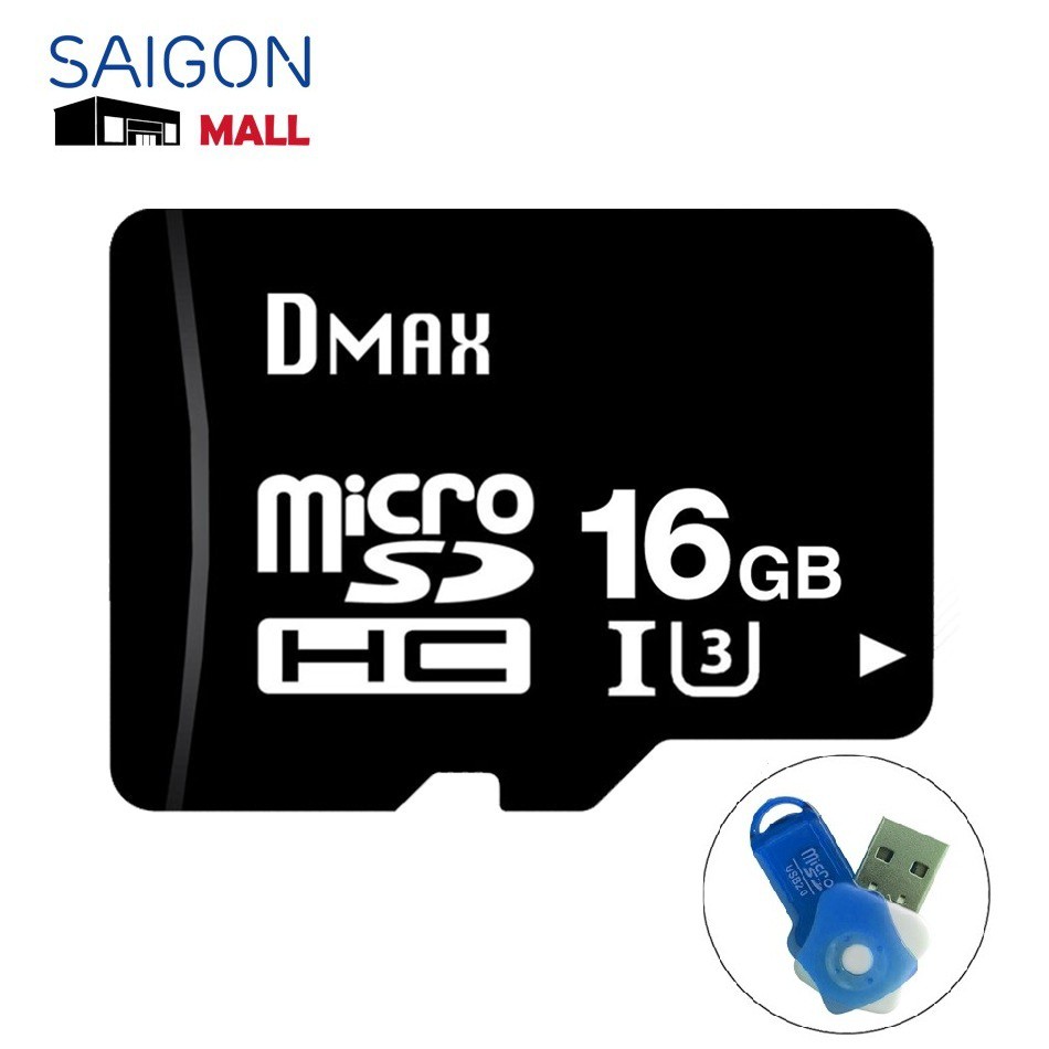 Thẻ nhớ 16GB Dmax tốc độ cao U3 micro SDHC , thẻ nhớ up to 90MB/s tặng đầu đọc thẻ nhớ micro - Bảo hành 5 năm đổi mới