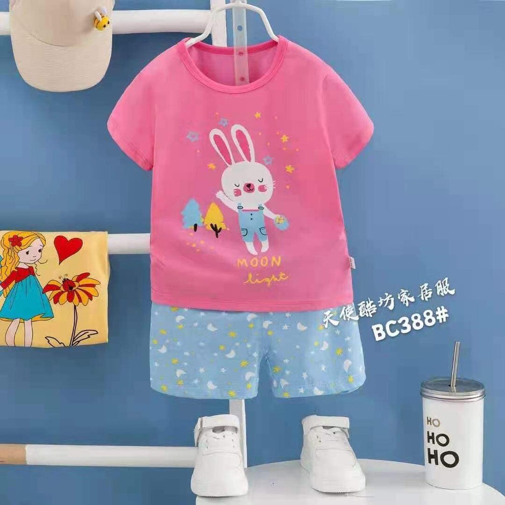 Bộ xuất hàn cho bé, bộ quảng châu cao cấp cộc tay cotton lạnh bé trai, bé gái mẫu mới size 0-4 tuổi