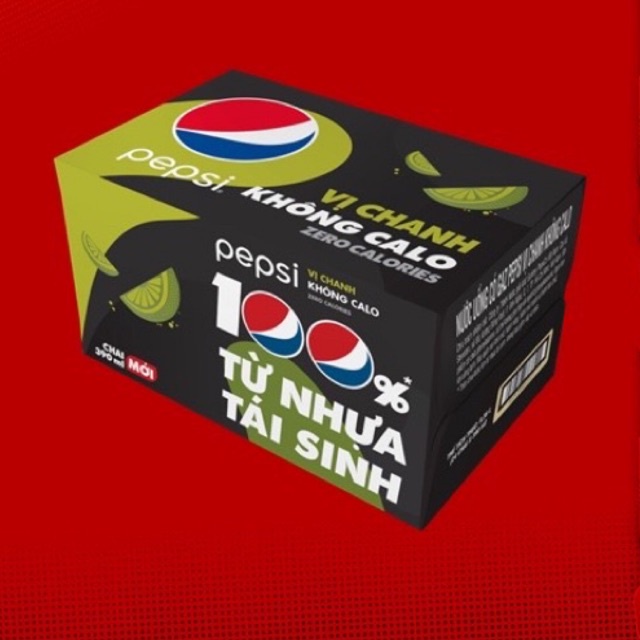 Nước Ngọt Có Gas Pepsi Vị Chanh Không Calo 390ml/Chai