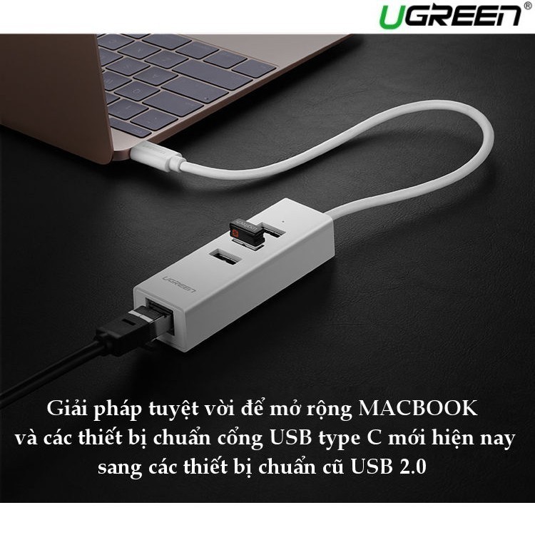 Dây Cáp Chuyển Đổi USB Type C Sang LAN + Hub USB Ugreen (20792) - Hàng Chính Hãng