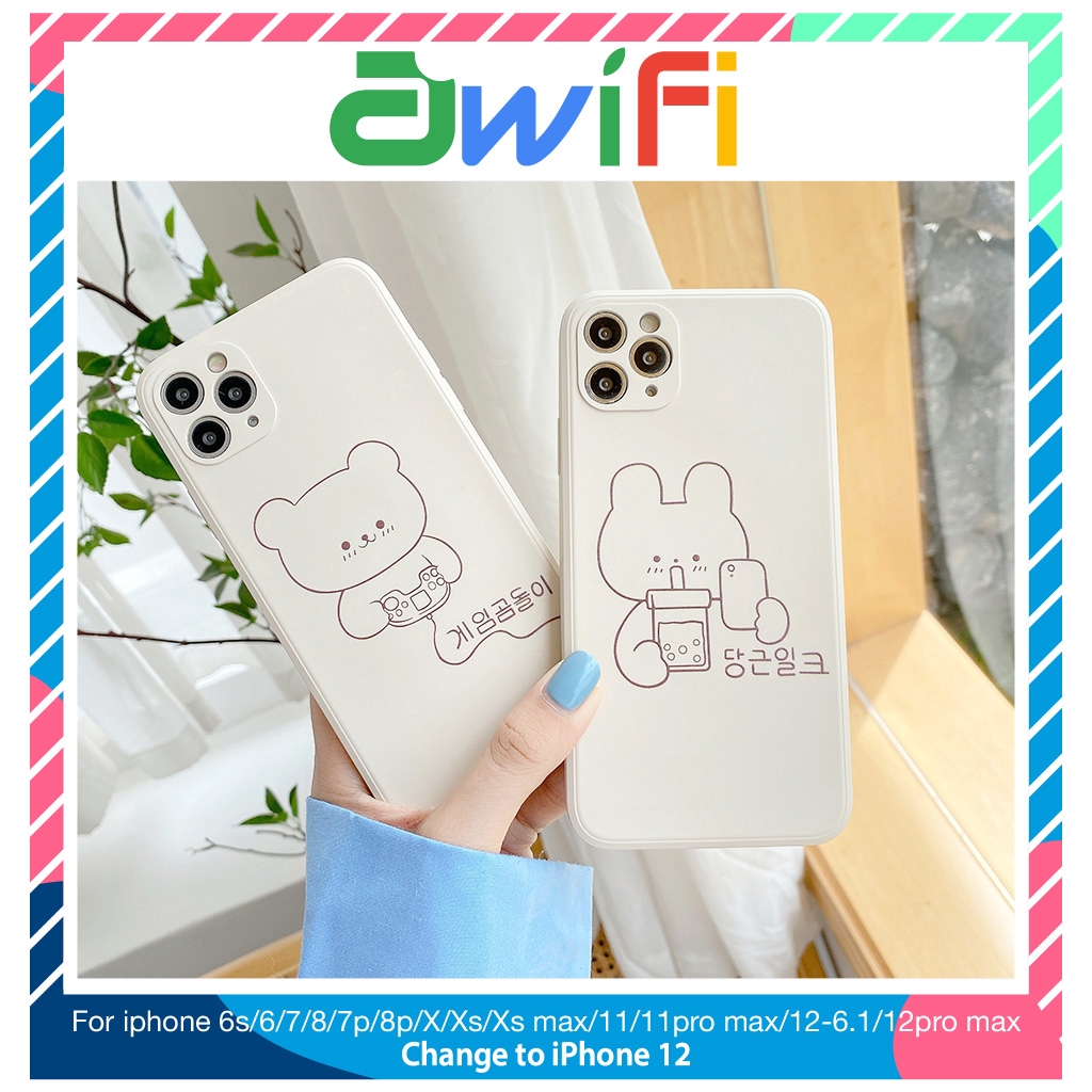 Ốp lưng iphone cạnh vuông Gấu game 6/6plus/6s/6splus/7/7plus/8/8plus/x/xr/xs/11/12/13/pro/max/plus/promax - Awifi A2-6