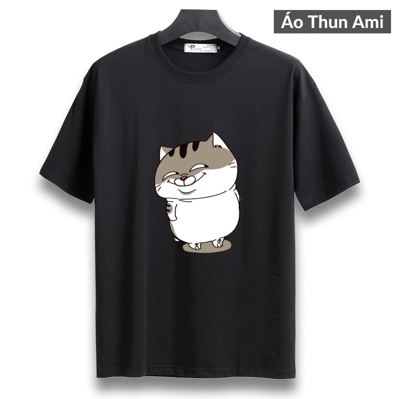 ⚡️FREESHIP⚡️Áo Thun In Hình Mèo Ami Bụng Bự 2 Mẫu Trắng Đen Cực Cute