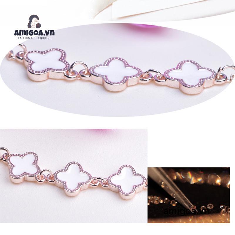✨✨Vòng tay kim loại phối mặt hình cỏ bốn lá thời trang Hàn Quốc xinh xắn