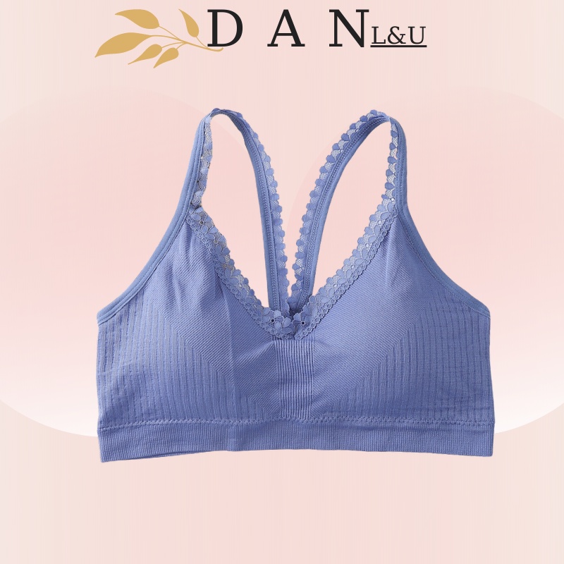 Áo Ngực 2 Quây Chéo Lưng Cotton Viền Ren Học Sinh DAN L&amp;U 2029