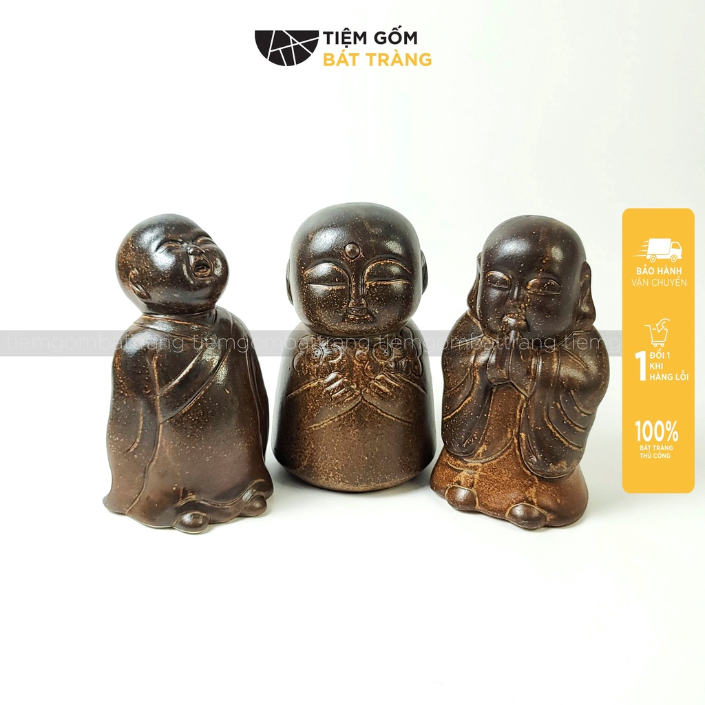 Tượng Chú Tiểu Decor Tượng Phật An Nhiên H20cm Trang Trí Làm Quà Tặng Gốm Sứ Bát Tràng Cao Cấp