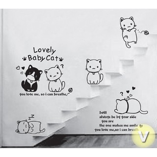 Decal dán tường Mèo xinh
