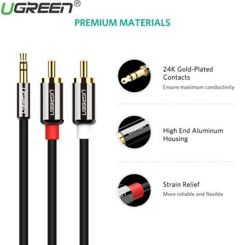 Dây loa 3.5mm ra 2 đầu AV dài 2m CHÍNH HÃNG UGREEN 10584 - Cáp audio Ugreen 10584