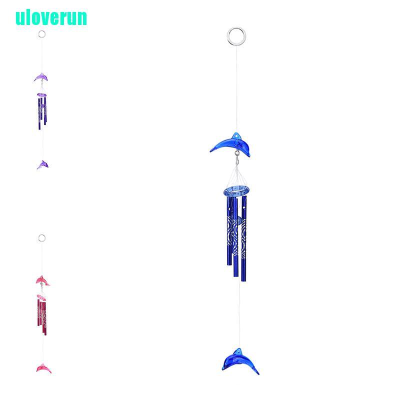 Chuông Gió 4 Ống Kim Loại Hình Cá Heo Đính Pha Lê Sáng Tạo Trang Trí Nhà Cửa
