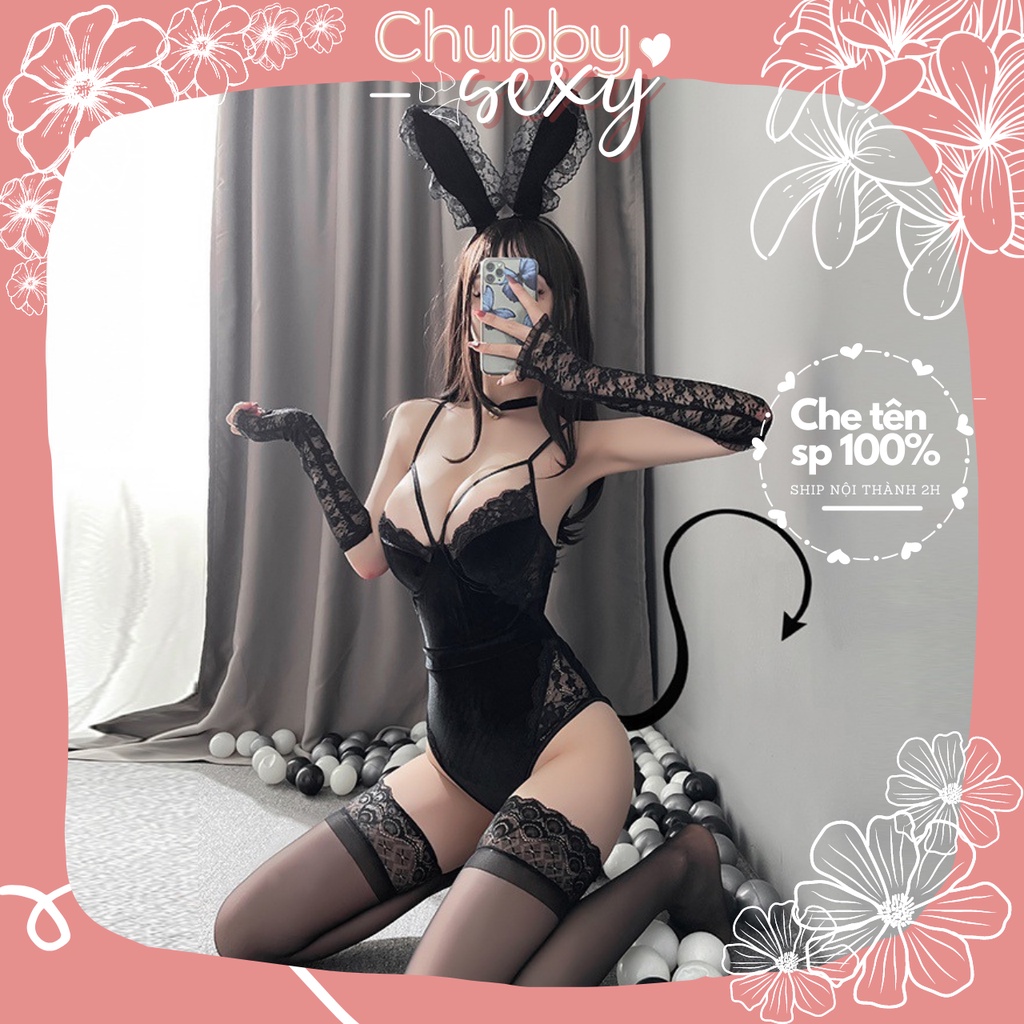 Cosplay Bé Thỏ Gợi Cảm - Bodysuit Nhung Có Bờm Tai Dài Và Vòng Cổ Kèm Cục Bông Kích Thích Quyến Rũ - BDS16 - Chubby.Sexy | BigBuy360 - bigbuy360.vn