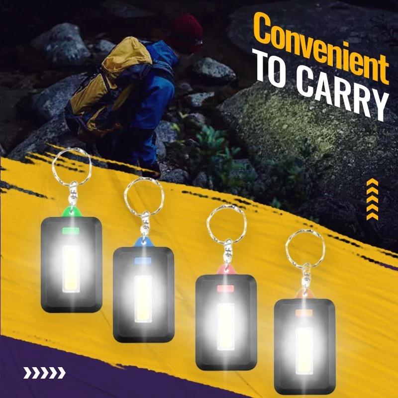 Đèn Pin LED COB Mini Ánh Sáng Trắng Có Móc Khóa 3 Chế Độ Sáng Màu Sắc Ngẫu Nhiên Tiện Dụng Cho Hoạt Động Ngoài Trời